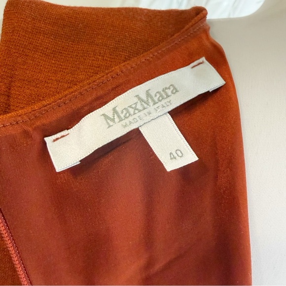 MAXMARA BROWN BLACK WHITE PRINT SLEEVELESS ROUND NECK SLIM FIT SHIFT MIDI DRESS - Picture 7 of 9